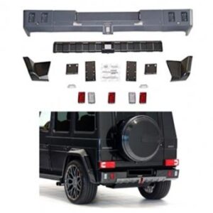 High-quality W463 Brabus Look Rear Bumper, unpainted with lights included.