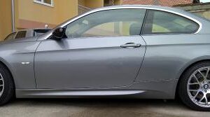 BMW E92 E93 M3 Look Side Skirts in primed poly plastic, ready for paint.