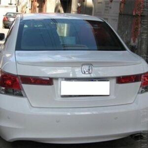 A sleek unpainted trunk spoiler made of ABS plastic, designed for the 2008-2012 Honda Accord 4DR models.