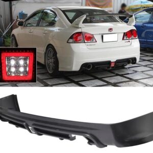 Mugen RR Rear Lip for 2006-2011 Honda Civic 4DR, primed black with LED light