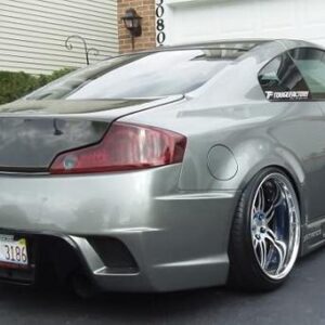 Infinity G35 Coupe 2003-2007 Kenstyle Rear Apron in Ultraflex material mounted on a car.