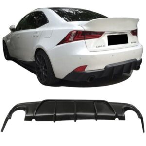 Flat black unpainted poly plastic W1 diffuser for Lexus IS250 and IS350 (2014-2016).