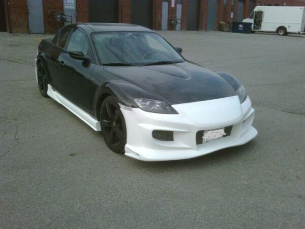 RX8 2004-2008 Vader Style Front Bumper in UltraFlex Flat White Gelcoat Primer.