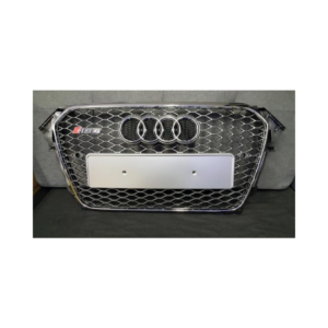 A4/S4 2013-2016 Silver RS4 Grille installed on an Audi vehicle, showcasing its sleek design.