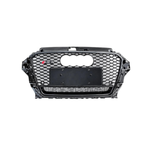 A3/S3 2013-2016 Black RS3 Quattro Look Grille with RS4 logo and removable license plate bracket.