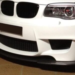 E82 1M Carbon Fiber Lip made from real carbon fiber with UV clear coat finish, designed for 1M bumpers.