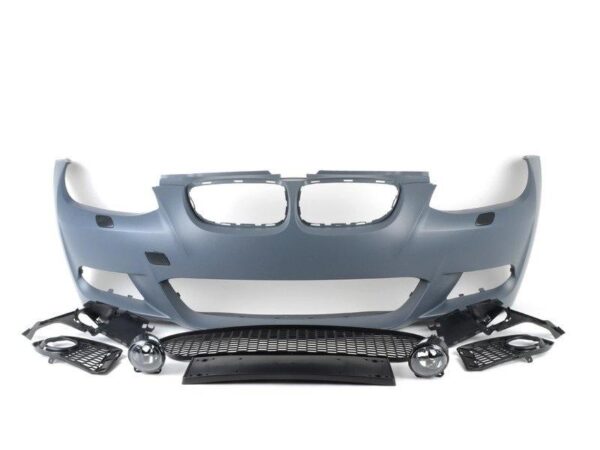 E92 E93 MTECH Front Bumper Assembly made of poly plastic, primed and ready for paint with complete accessories