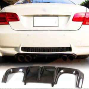 Carbon fiber rear diffuser for BMW E92/E93 M3 (2007-2013), showcasing real carbon and clear coat finish