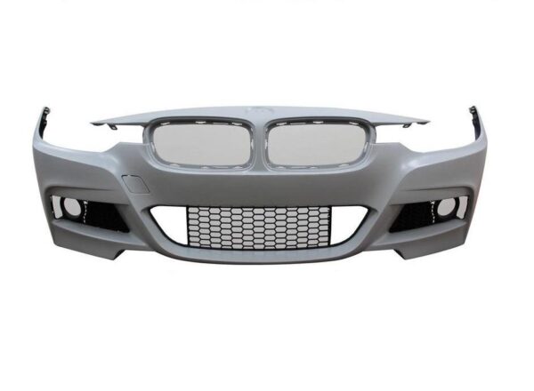 2012-2018 BMW F30 M Sport Front Bumper Assembly, primed and ready for paint, includes tow cover and grilles