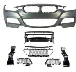 F30 M Sport Front Kit Without Fog Holes, Direct Fit Poly Plastic Assembly, Primed for Paint