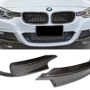 F30 M Sport Carbon Look Front Splitters for 2012-2015 models, showcasing a sleek design and durable construction