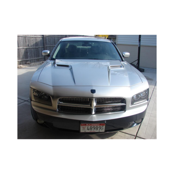 Dodge Charger Challenger Style Hood, Fiberglass Bolt-On Black Gelcoat for 2005-2010 Models