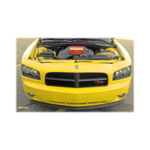 A poly plastic front lip designed for the 2005-2010 Dodge Charger Daytona RT, featuring a sleek and sporty look