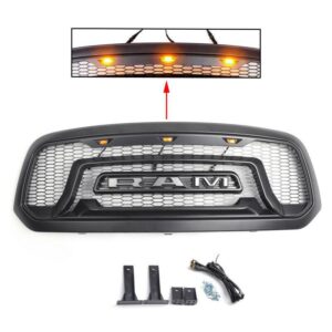 2013-2018 RAM 1500 Rebel Grille in flat black plastic with lights included