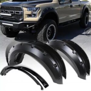 2015-2017 Mustang Pocket Rivet Fender Flares, high-quality plastic, smooth flat black finish