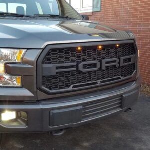 2015-2017 Mustang Raptor Look Grille with lights and harness, flat black finish