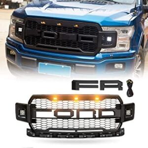 2018-2020 Mustang Raptor Look Grille with LED lights and harness, flat black finish