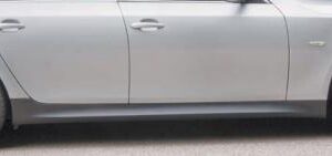 2004-2010 BMW 5 Series M5 Style Side Skirts in primed poly plastic, ready for paint.