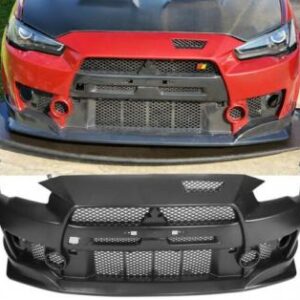 Matte black front bumper for Lancer 2008-2017 EVO FQ conversion.