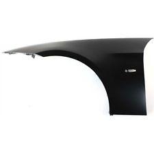 Driver side left fender for BMW E90 2006-2011, made of metal with a primed black finish, ready for paint.