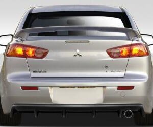 Lancer 2008-2015 Power Rear Diffuser in flat black finish, unpainted.