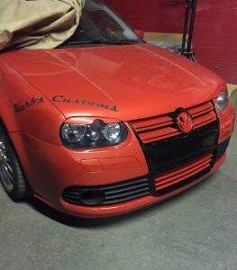 1999-2004 Golf MK5 Front Conversion Bumper in primed black finish.