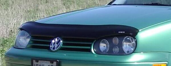 VW Golf 1999-2005 hood bug deflector in smoke black with installation hardware