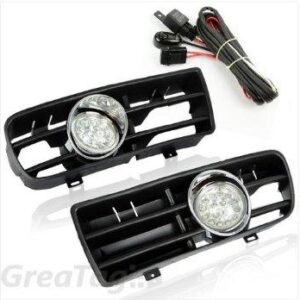 High-quality LED fog light kit for VW Golf 1999-2005, featuring smoke black housing and left & right lights.